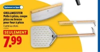GRILLMEISTER Pelle à pizza, coupe pizza ou brosse pour four à pizza