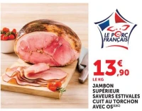 Jambon supérieur saveurs estivales cuit au torchon avec os