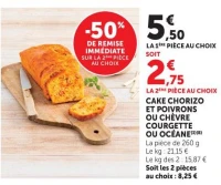 Cake chorizo et poivrons ou chèvre courgette ou océane