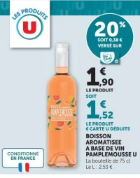 Boisson aromatisée à base de vin pamplemousse U