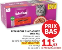 Whiskas Repas Pour Chat Adulte Classique en sauce ou poisson en gelée