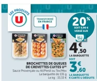 Brochettes de queues de crevettes cuites U