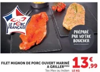 Filet mignon de porc ouvert mariné à griller