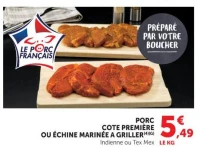 Porc cote première ou échine marinée à griller