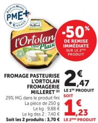 L'Ortolan Fromage pasteurisé Fromagerie Milleret