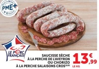 SAUCISSE SÈCHE À LA PERCHE DE L'AVEYRON OU CHORIZO À LA PERCHE SALAISONS CROS