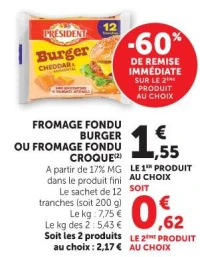 Président Fromage fondu Burger ou Croque