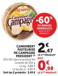 Président Camembert pasteurisé de Campagne
