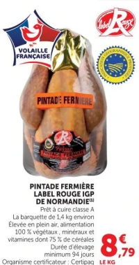 Pintade fermière label rouge IGP de Normandie