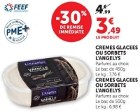 CREMES GLACEES OU SORBETS L'ANGELYS