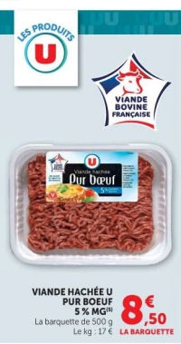Viande hachée U pur boeuf 5% MG