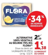 FLORA Alternative 100% végétale au beurre 79% MG