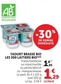 LES 300 LAITIERS BIO Yaourt brassé bio