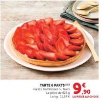 TARTE 6 PARTS Fraises, framboises ou fruits