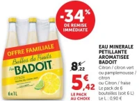 Eau minérale pétillante aromatisée Badoit