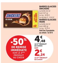 BARRES GLACEES SNICKERS / MARS