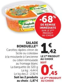SALADE BONDUELLE Carottes râpées citron de Sicile ou coleslaw