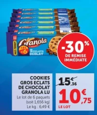 COOKIES GROS ECLATS DE CHOCOLAT GRANOLA LU
