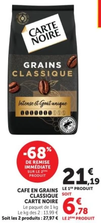 CAFE EN GRAINS CLASSIQUE CARTE NOIRE