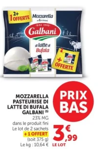 MOZZARELLA PASTEURISE DI LATTE DI BUFALA GALBANI