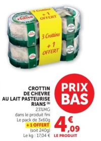 CROTTIN DE CHEVRE AU LAIT PASTEURISE RIANS