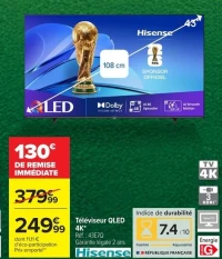 Téléviseur QLED 4K Hisense 43E7Q
