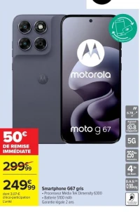 Motorola Smartphone G67 gris