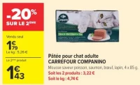 Pâtée pour chat adulte CARREFOUR COMPANINO Mousse