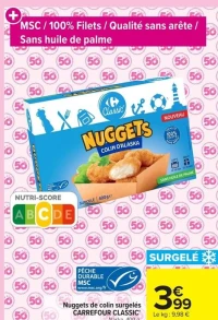 Nuggets de colin surgelés CARREFOUR CLASSIC!