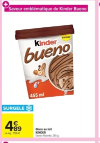 Kinder Bueno Glace au lait Saveur Noisette
