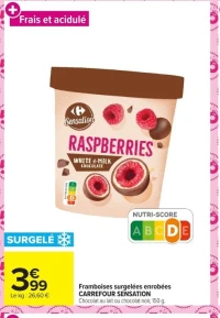 Framboises surgelées enrobées CARREFOUR SENSATION