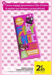 Tablette chocolat CARREFOUR SENSATION