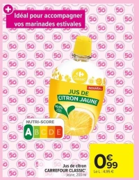 Jus de citron CARREFOUR CLASSIC' Jaune