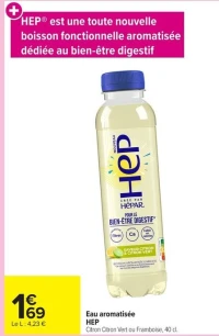 Eau aromatisée HEP Citron Citron Vert ou Framboise