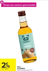 Sirop COLUMBUS Cookie ou Caramel salé, 25 cl.