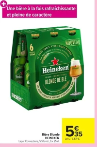 Bière Blonde HEINEKEN Lager Connections, 5,5% vol., 6 x 25 cl.