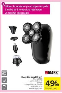Rasoir tête sans fil 5 en 1 WMARK