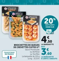 Brochettes de queues de crevettes cuites U