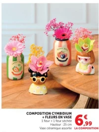 COMPOSITION CYMBIDIUM + FLEURS EN VASE