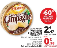 CAMEMBERT PASTEURISE DE CAMPAGNE PRESIDENT