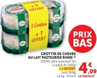 CROTTIN DE CHEVRE AU LAIT PASTEURISE RIANS