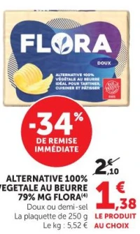 Alternative 100% vegetale au beurre 79% MG Flora