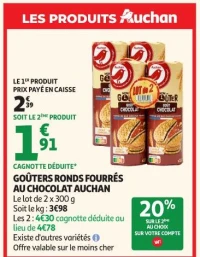 Goûters ronds fourrés au chocolat Auchan