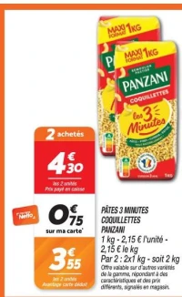 PÂTES 3 MINUTES COQUILLETTES PANZANI