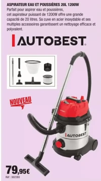 Autobest Aspirateur Eau et Poussières 20L 1200W
