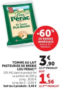 Tomme au lait pasteurisé de brebis Lou Pérac