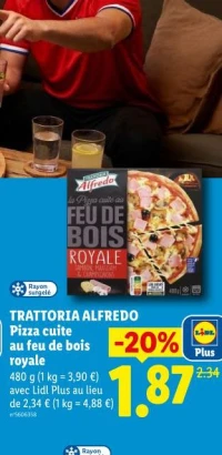 Trattoria Alfredo Pizza cuite au feu de bois royale