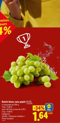 Raisin blanc sans pépin