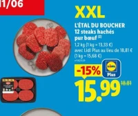L'ÉTAL DU BOUCHER 12 steaks hachés pur bœuf