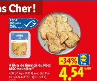 4 filets de limande du Nord MSC meunière